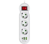 regleta dcu 3 tomas + 3 puertos usb 10.5w
