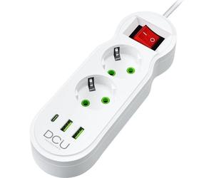 Regleta DCU Advance Tecnologic 37400102 2T 2xUSB-A 1xUSB-C 2m 2500W Blanca Protección Infantil