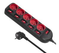 Regleta de 1,5 m con 5 enchufes e interruptores Maclean Energy MCE204