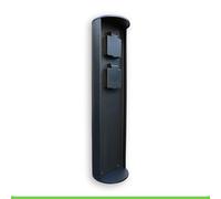 Regleta de 2 enchufes para exteriores, color negro, IP44, resistente a la intemperie, 3500 W, columna de enchufes, enchufe múltiple, distribuidor para jardín, exterior
