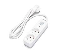 Regleta de 2 vías con Interruptor, 1,5 m, 3G, 1,0 mm², Color Blanco y Gris - Ideal para conectar múltiples Dispositivos eléctricos.