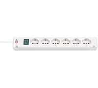 Regleta de 3 Metros Brennenstuhl Bremounta | Regleta eléctrica con Interruptor y 6 Tomas IT | Cable de 3 Metros H05VV-F 3G1,5 | Regleta de Pared con 4 Puntos de Soporte | Color Blanco