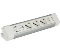 Regleta de 6 enchufes Electraline 3 Schuko de dos polos + 2 USB-A + 1 USB-C blan