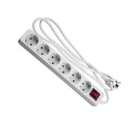 Regleta de 6 vías con Interruptor, 1,5 m, 3G, 1,5 mm², Blanca; Ideal para múltiples Dispositivos y Protecciones eléctricas.