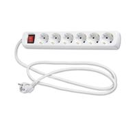 Regleta de 6 vías con Interruptor, 1,5 m, 3G, 1,5 mm² Blanca para conectar múltiples Dispositivos eléctricos de Forma Segura.