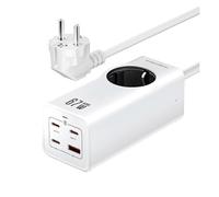 Regleta de alimentación de 67 W con cargador rápido GaN, 3 puertos USB-C, 1 puerto USB-A y 1 toma de