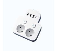 Regleta de enchufes 6 en 1, 2 Tomas Europeas con Interruptor Independiente y 3 Puertos USB + 1 Tipo C, Adecuado para Hogar/Cocina/despacho. Ladron de Pared Sin Cable Enchufes Multiples