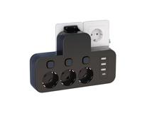 Regleta de enchufes 7 en 1, 3 Tomas Europeas con Interruptor Independiente y 3 Puertos USB + 1 Tipo C, Adecuado para Hogar/Cocina/despacho. Ladron de Pared Sin Cable Enchufes Multiples (Negro)