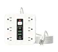 Regleta de Enchufes con Puertos USB | Equipo Eléctrico | Alargador De Enchufe Plano con 16 Enchufes,para Hogar Dormitorio Cocina Sala De Estar Pared Electrodomésticos Teléfono