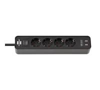 Regleta de enchufes de 4 vías Brennenstuhl Ecolor con 2 tomas de carga USB (regleta con USB, interruptor y cable de 1,5 m)