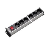 Regleta de enchufes de aluminio Martin Kaiser de 10 vías con interruptor de persiana (Enchufe Europeo) - 1301K10sw [10 Piezas]