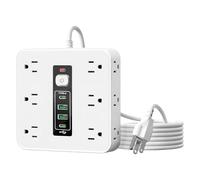 Regleta De Enchufes De Carga,Equipo de Control de Electricidad - Regleta De Enchufes con 4 Puertos USB | para TV Electrodomésticos del Hogar Pared Escritorio Hogar Dormitorio Sala De Estar Detrás del