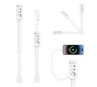 Regleta de enchufes de Carga rápida 200W, Extensible 47-67 cm, 2 Tomas AC, 2 Puertos USB-A, 2 Puertos USB-C, giratoria 360°, Ideal para sofá, mesita de Noche y detrás de Muebles