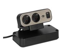 Regleta de enchufes dúplex de sobremesa Brennenstuhl estilo 2m, 1x USB C, 1x USB A, 10x tomas de contacto protectoras, plata/negro