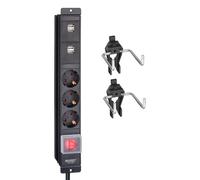 Regleta de enchufes HAZET 161N-5D , 3x enchufes Schuko 230V, 2x USB-A, 2x USB-C - cable de 205 cm, interruptor basculante, para integración en carro de taller 179NXXL-8D