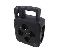 Regleta de enchufes LPS504: Enchufes de protección: 4 230VAC 16A negro 5m LOG...