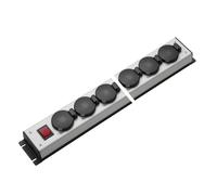 Regleta de enchufes Martin Kaiser de 4 vías con tapa abatible e interruptor (Enchufe Europeo) - 1058/4l-sw [10 Piezas]