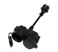 Regleta de enchufes para Exteriores con Enchufe Doble IP44 Resistente al Agua 3500 W 16 A 250 V - Enchufe para Exteriores para jardín, Cocina, baño, Oficina y Obras - Negro con Cubierta de Goma