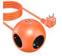 Regleta de enchufes PD 25W Cubo con 1 USB A y 2 USB C, Naranja