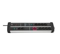 Brennenstuhl Regleta Premium-Protect-Line 11 tomas, 2x USB, protección sobretensión, Plateado/Negro