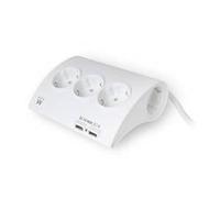 Regleta de Escritorio Ewent con 5 Tomas y 2 Puertos USB - Blanco