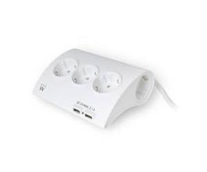 Regleta de Escritorio Ewent con 5 Tomas y 2 Puertos USB - Blanco