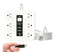 Regleta De Tomas De Corriente Eléctrica,Ahorrador De Espacio con Control - Regleta con Puertos USB Y Protector - para Hogar Dormitorio Cocina Sala De Estar Pared Electrodomésticos Teléfono