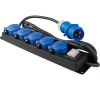 as - Schwabe - Regleta de enchufes CEE de 5 caras con interruptor de 3 polos - Enchufe múltiple CEE con cable de 4,5 m - 230 V / 16 A - con tapa abatible - interiores y exteriores - Negro