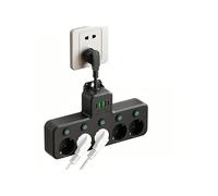 Regleta Eléctrica con Enchufe EU, Multitoma, Protector Contra Sobretensiones para el Hogar, Filtro de Red A:Negro
