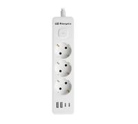 Regleta con Interruptor Orbegozo EN 3100/ 3 Tomas de Corriente/ 2 USB/ 2 USB Tipo-C/ Cable 1.4m/ Blanca