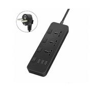 Regleta eléctrica para EE. UU./UE con 3 tomas de corriente y 3 puertos USB, protector contra sobretensiones de 5 V y 2,1 A.