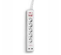 REGLETA ELECTRICA SPS SAFE 5+ 5 TOMAS SCHUKO + 2 USB IN