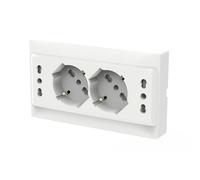 Regleta empotrable caja 503 blanco brillante, 2 tomas Schuko universal P40 + 2 tomas bipaso italiano 10/16 A, solo 140 x 80 x 23 mm