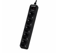 CyberPower Systems Regleta con interruptor B0520SC0-DE – 5 tomas, Protección sobretensiones, Negra