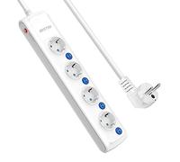 Regleta Enchufes con 4 Tomas AC 3600W BESTEK Alargadora Cable de 1,8M Regleta con Interruptores Individuales Protección contra Sobretensiones Protección Multi 3600W Regleta Ignífugo V-0