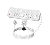 Regleta Escritorio con USB C,Regletas Enchufes Proteccion Sobretension,Toma de Mesa con Dispositivo de Sujeción,6 Tomas con Interruptor Individual,Ladron Enchufe Multiple PD20W,2M Cable,Blanca