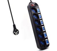 Regleta Ewent EW3851 6 tomas Schuko 3500W interruptores independientes cable 1,5m negra