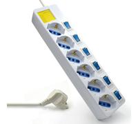 Regleta ewent con 6 tomas shucko con interruptor individual y 5 metros de cable
