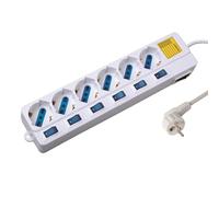 REGLETA EWENT 6 Tomas SHUKO Version Blanca 16A con Interruptor ON/Off 1.5M