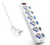 Regleta Ewent de 6 Tomas Schuko con Interruptores Individuales y 3 Metros de Cable