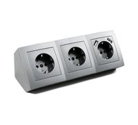 Regleta "Flair", 3 vías + 2x USB, antracita
