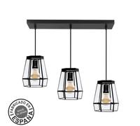 Regleta guia 3xe27 negro regx64x15 cm