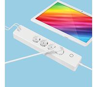 Regleta Inteligente Alexa con 4 Salidas de CA y 2 Puertos USB, Compatible con Alexa, Google Home y Tuya Smart Life, Función de Temporizador Cable alargador de 1,8 m (16 A, 3680 W, 2,4 GHz)