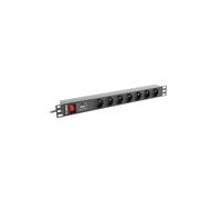 Regleta Lanberg PDU-07E-0200-IEC-BK 7 salidas tipo E 2500W 2m RACK 1U IEC C14 Negra