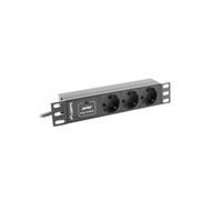 REGLETA LANBERG 1U 16A 3X SCHUKO RACK 10" 2M NEGRO