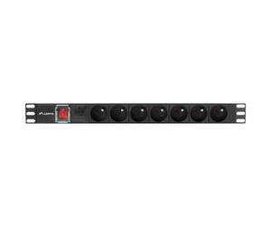 Regleta Lanberg PDU-07E-0200-IEC-BK 7 salidas tipo E 2500W 2m RACK 1U IEC C14 Negra