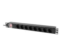 Regleta Lanberg PDU-08F-0200-BK 8 tomas Tipo F 1U Protección Sobretensiones 16A 19" Horizontal