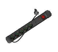 REGLETA LANBERG SP1 5 TOMAS SCHUKO PROTECCION HASTA 2500W NEGRA 1.5M SP1-05F-0150-BK