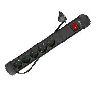 Lanberg Regleta SP1-05F-0300-BK 5 tomas Schuko Protección hasta 2500W Negra 3 m