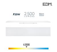 Regleta led 25w 4000k luz dia 2500lm 12x60x4,5cm edm